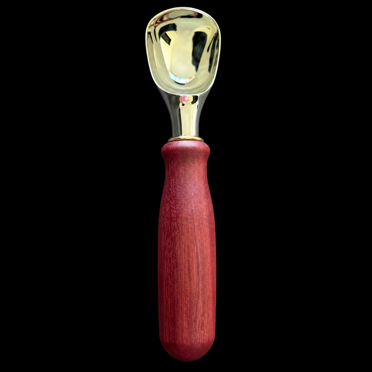 Large purpleheart ice cream scoop, 9 inches end to end, hand turned by Sawdust Heaven