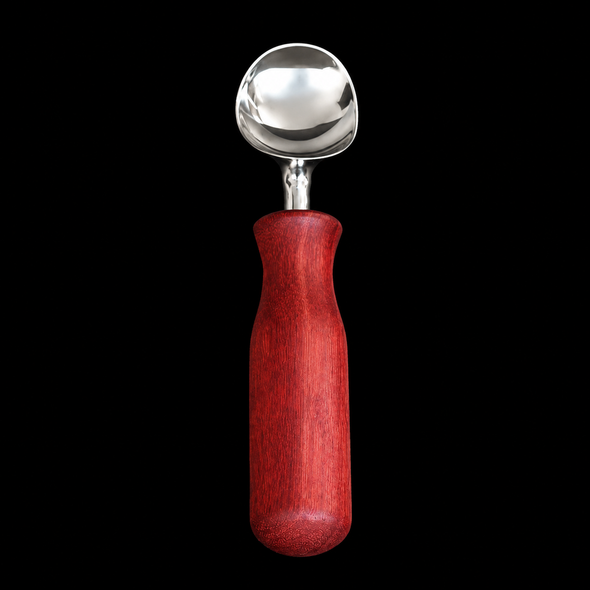 Small purpleheart ice cream scoop, 9 inches end to end, hand turned by Sawdust Heaven