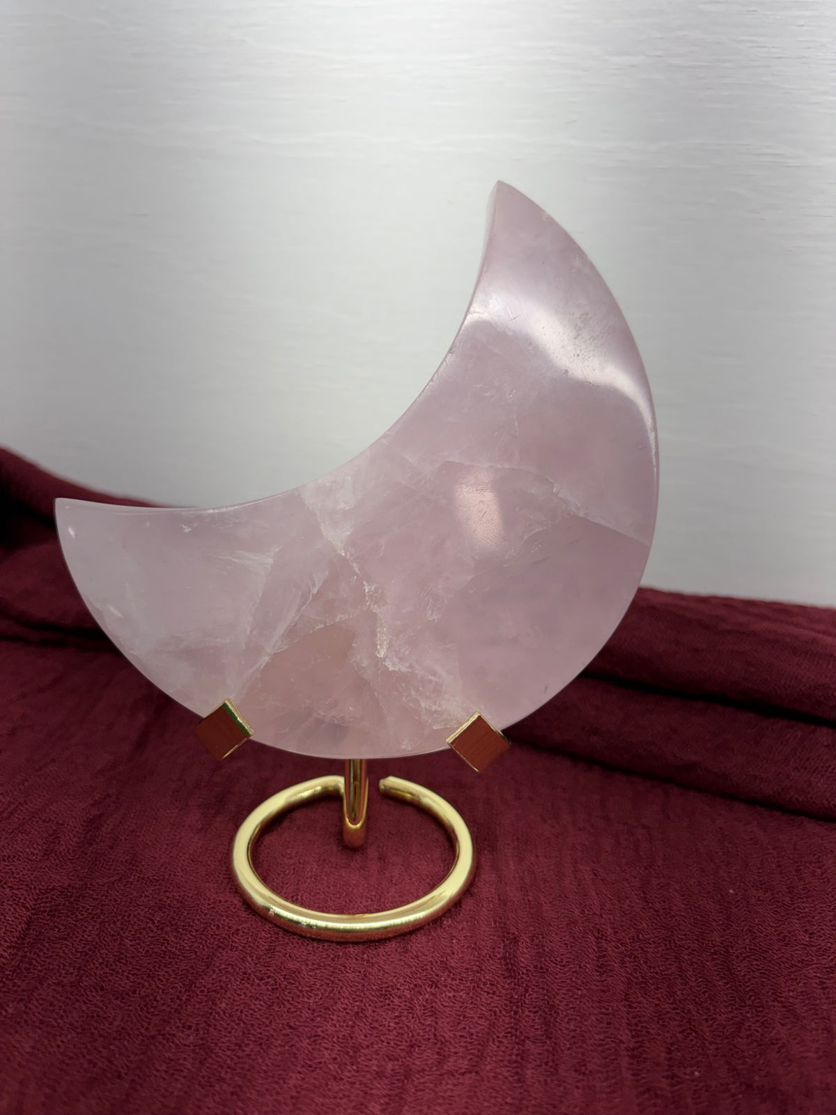 Second view of the rose quartz moon carving from Holistic Unicorn