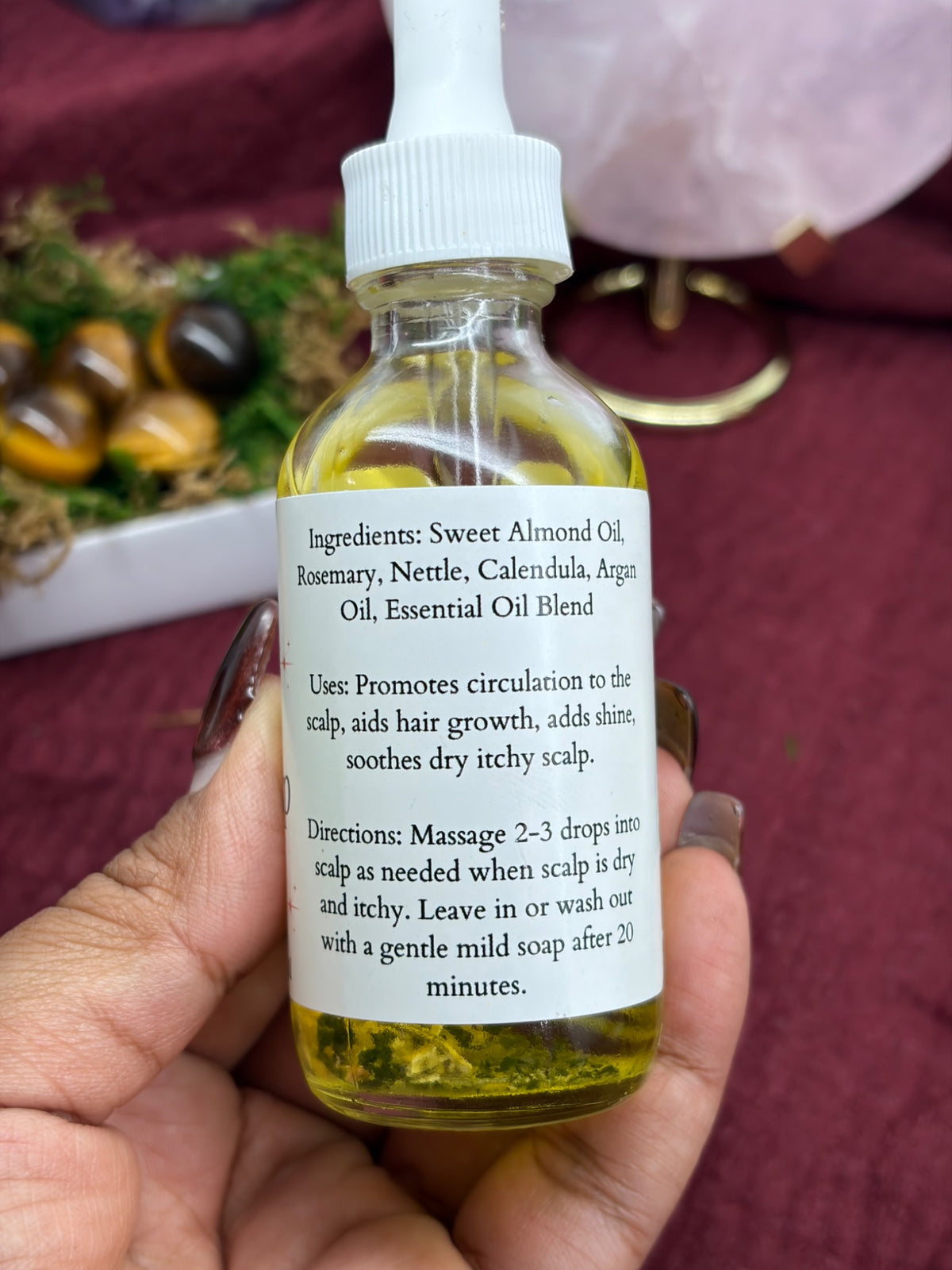 Second view of the rosemary nettle hair and scalp oil from Holistic Unicorn
