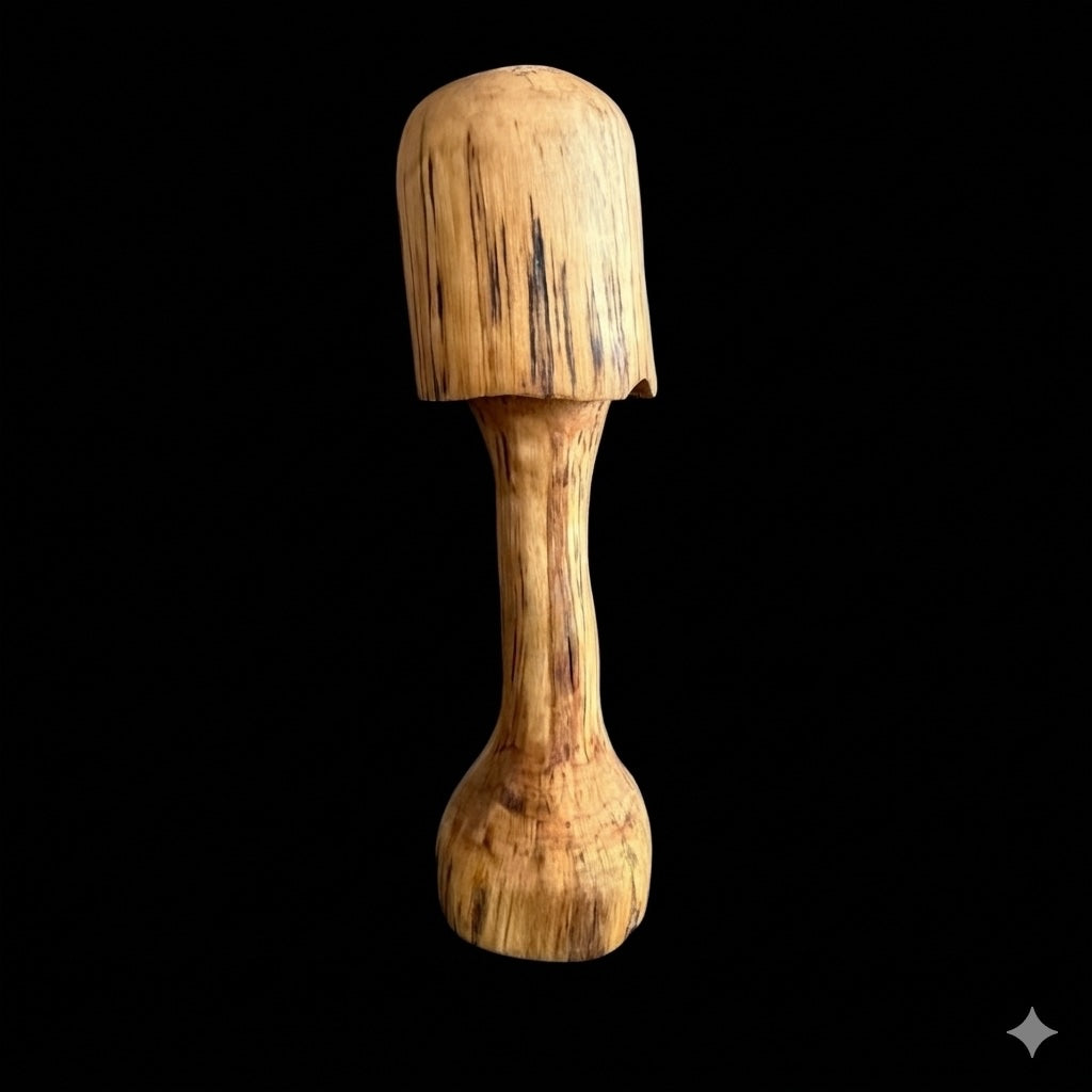 Second view of the six inch carved birch mushroom from Sawdust Heaven