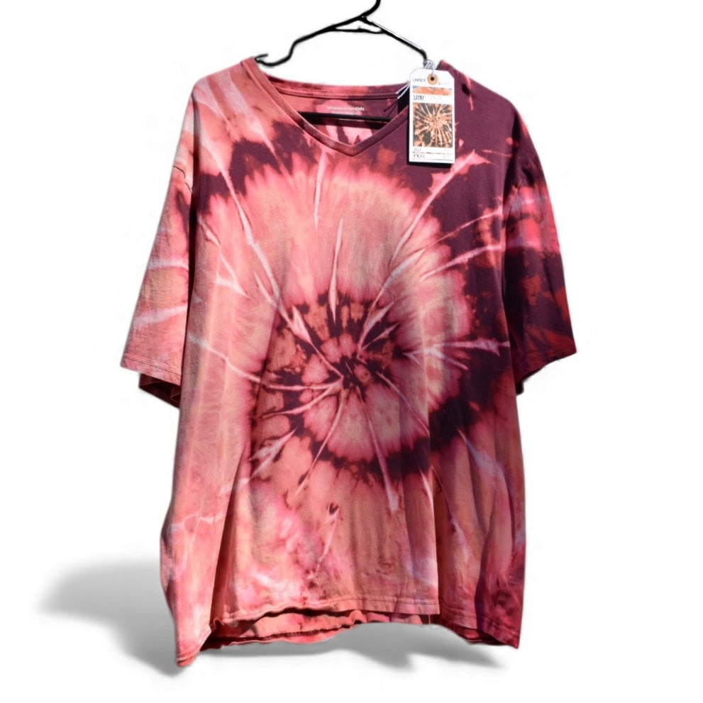 Size 2X unisex t-shirt with a hand-painted bleach pattern by Relax And Dream