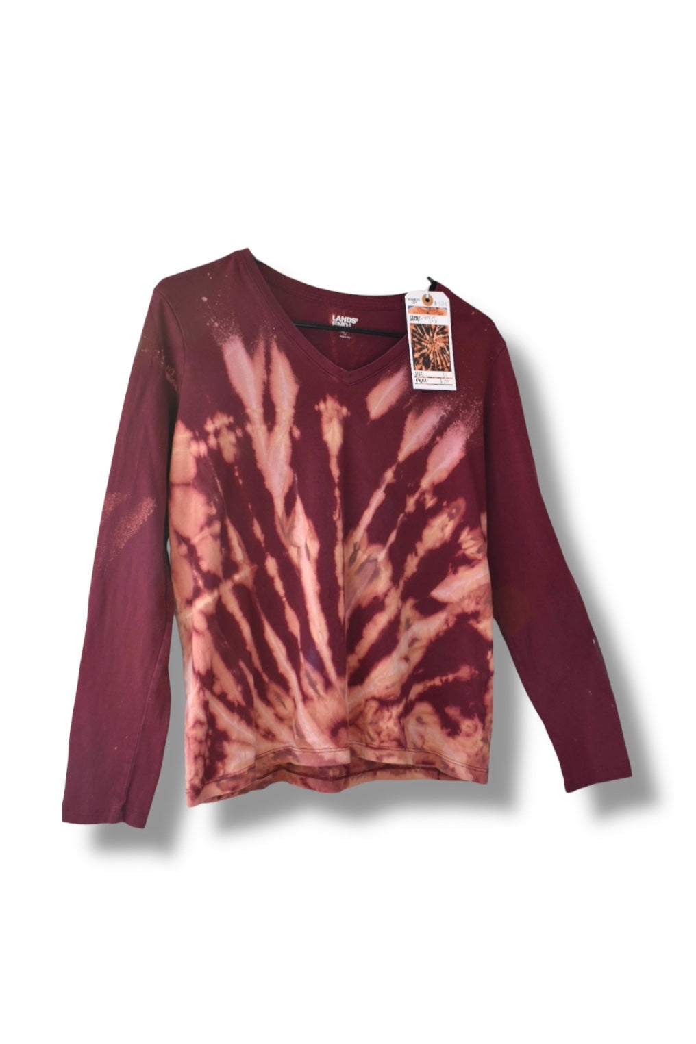 Extra small women's cut long sleeve shirt in a bleach pattern by Relax And Dream