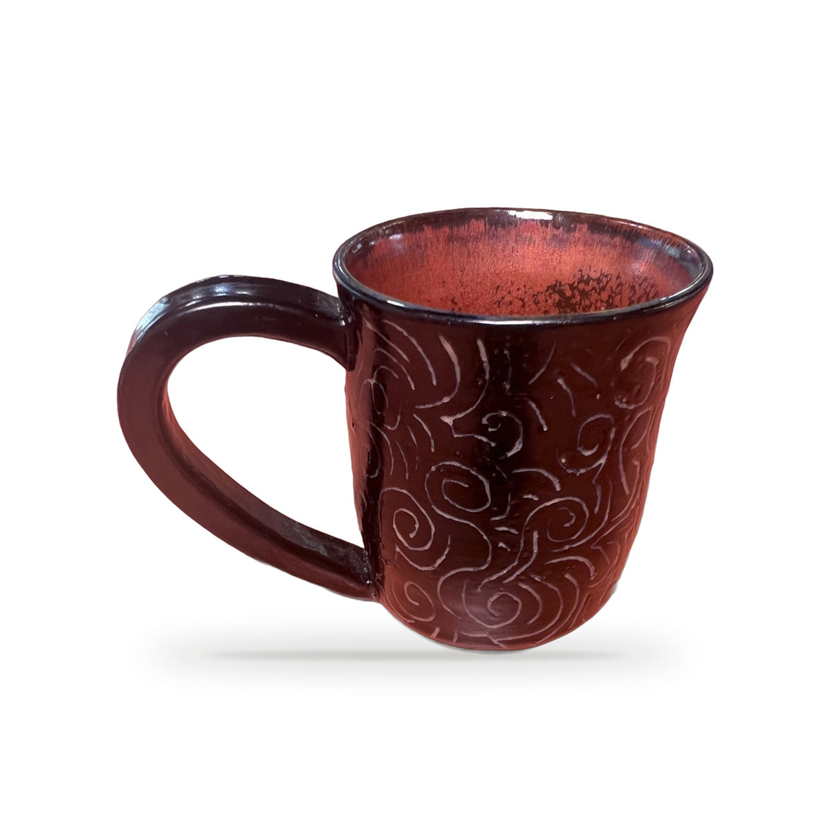 Pumpkin Patch Etched Mug back view showing etched swirling vine pattern