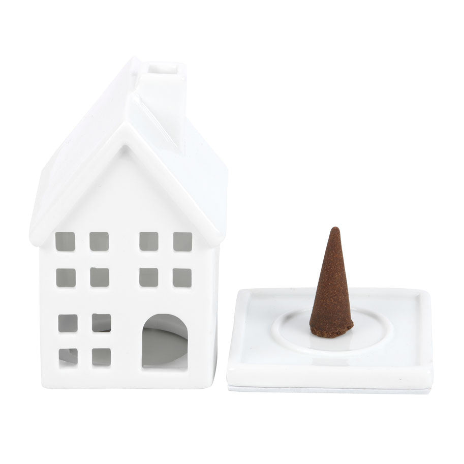 White Cottage Incense Cone Burner