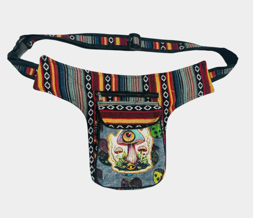 Cotton Multi Color Third Eye Mushroom Fanny Bag