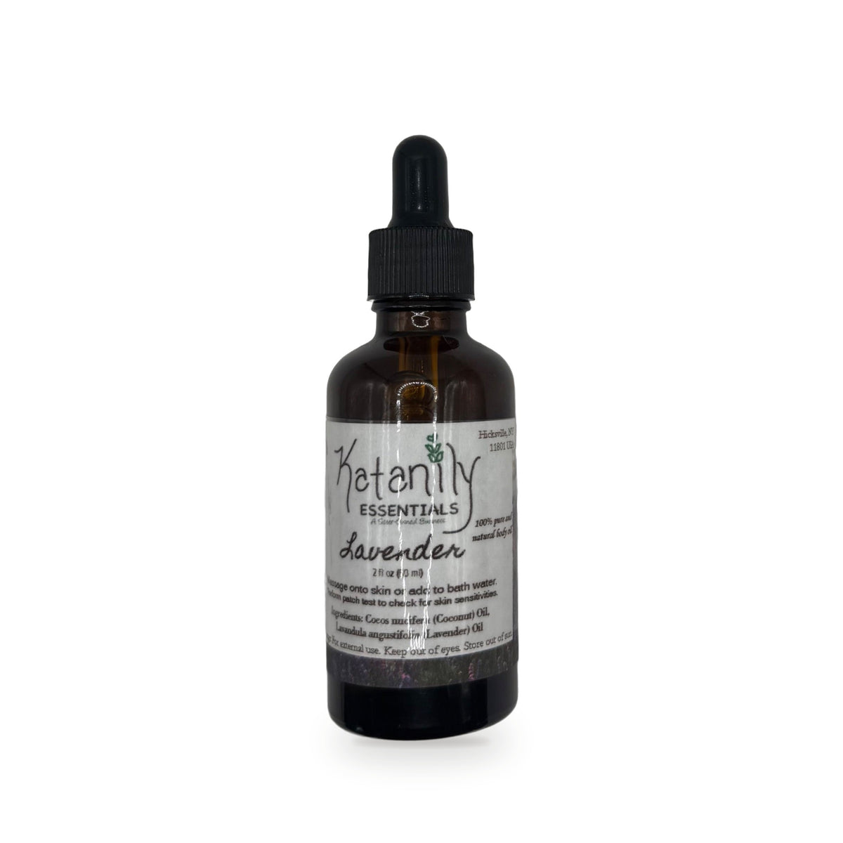 Lavender Body Oil dropper bottle, alternate view by Katanily Essentials