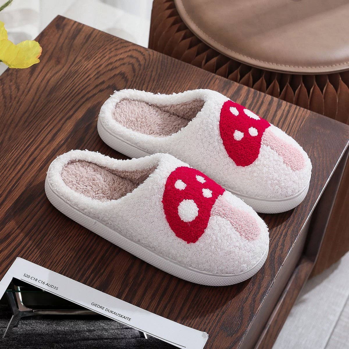 CHRISTMAS COTTON SLIPPERS HOME WOOL SLIPPERS_CWMM3055: Black / (8) 1