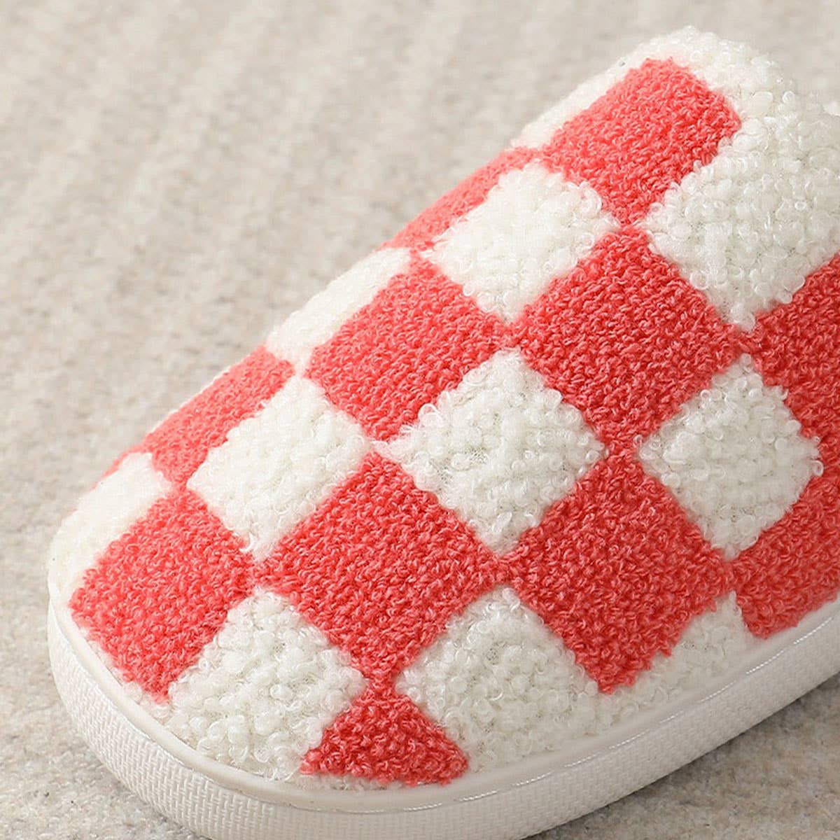 SIMPLE CHECKERED WARM COTTON SLIPPERS_CWSHS0250: Black / (8) 1