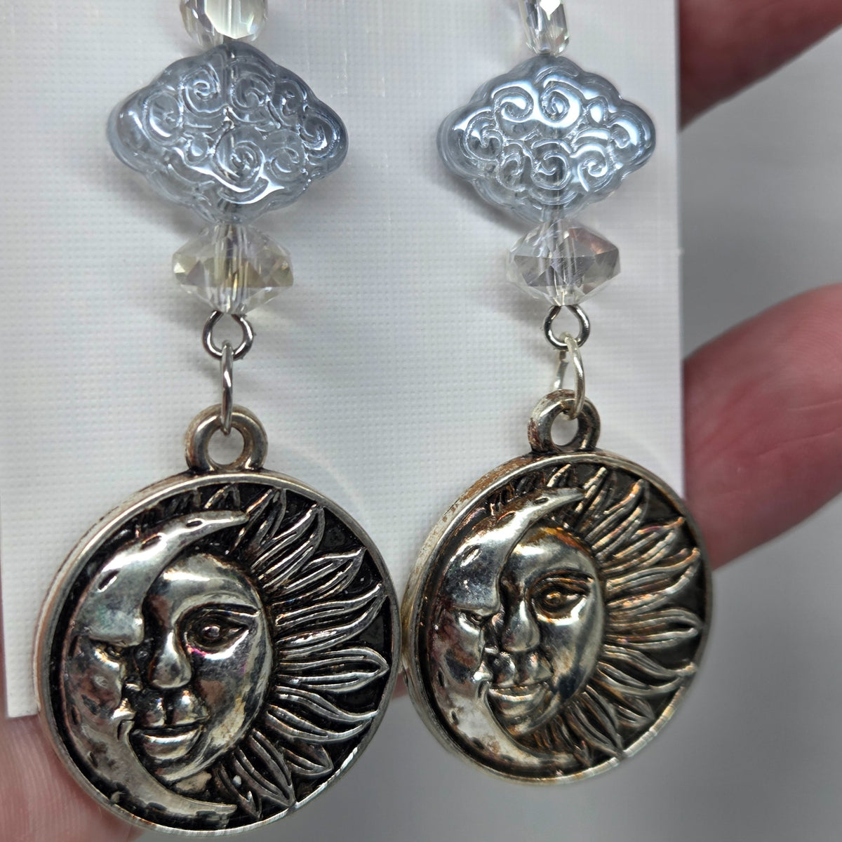 Second view of the crystal beaded Celestial Stunner earrings by The Velvet Viper