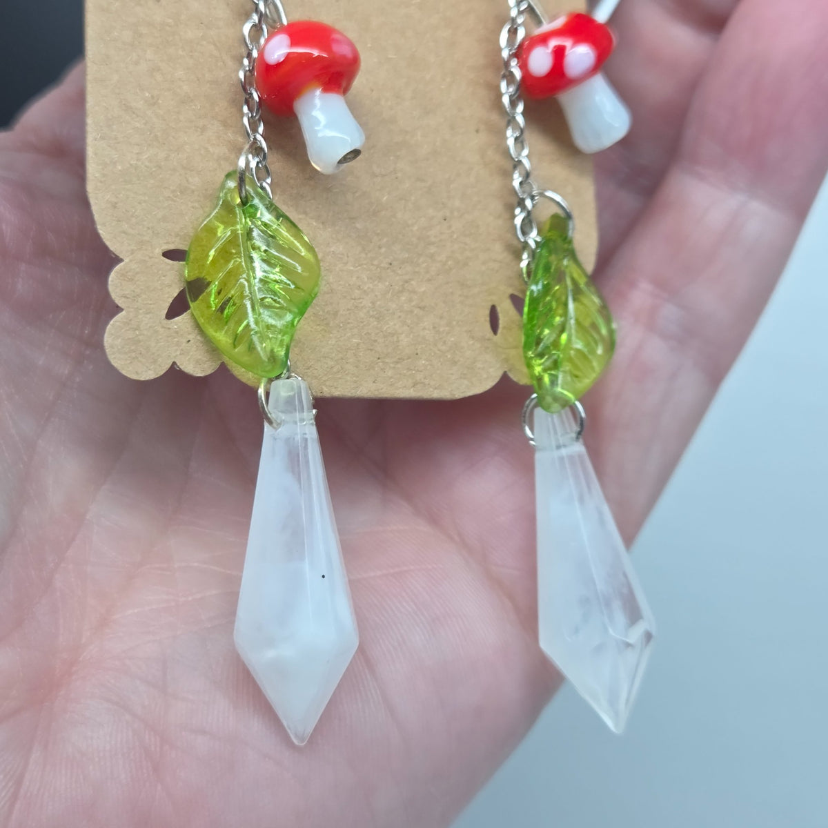 Second view of the lightweight Red Woodland Wonder earrings from The Velvet Viper