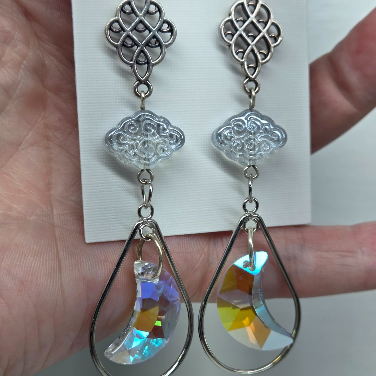 Moon Goddess earrings, a mystical handmade pair from The Velvet Viper of Pennsylvania