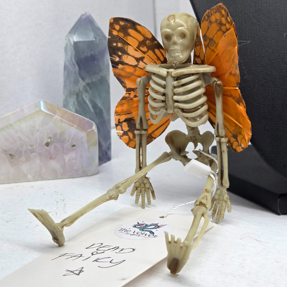 One-of-a-kind Dead Fairy oddity in orange, handmade in Pennsylvania by The Velvet Viper