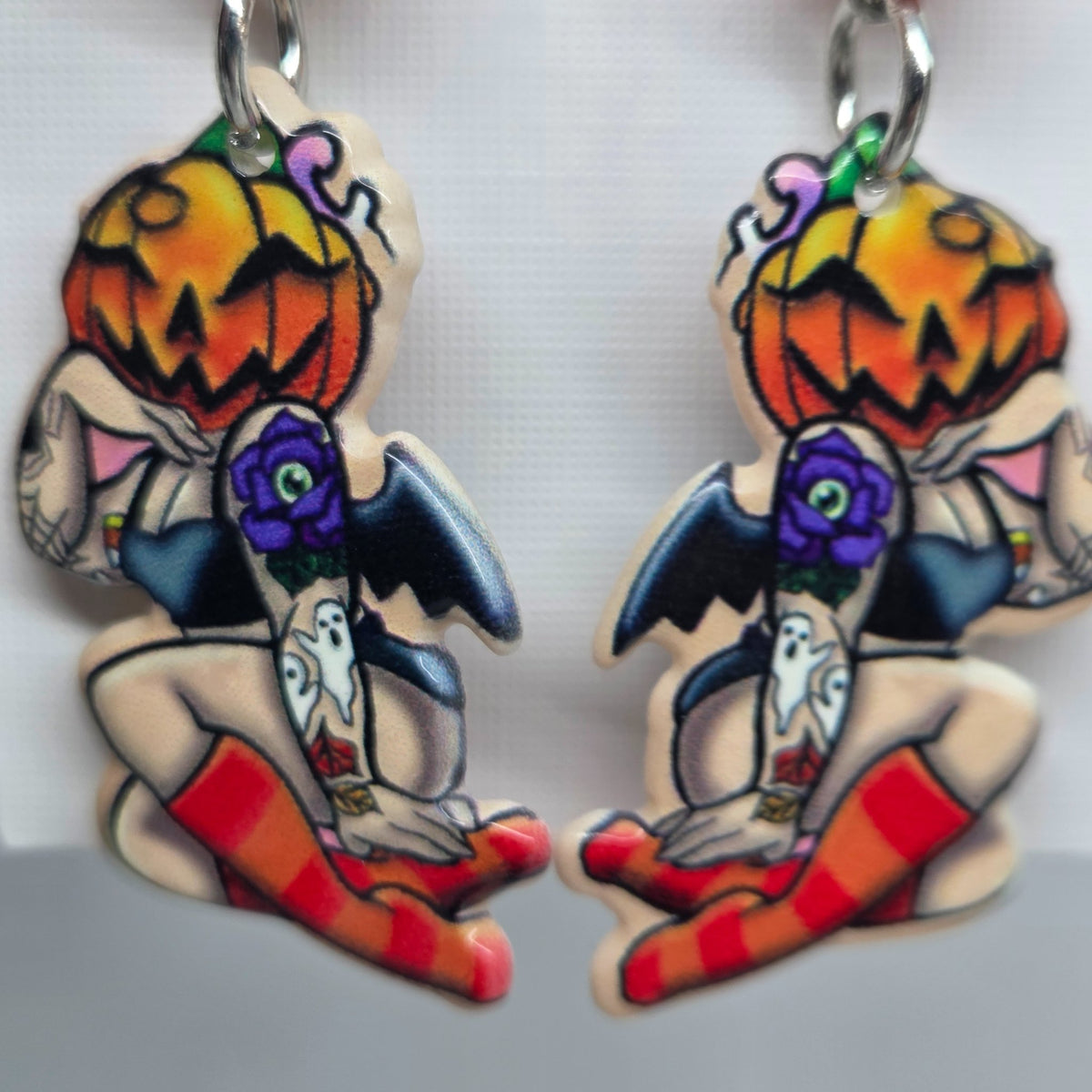 Pumpkin Vixen earrings, lightweight autumn statement drops by The Velvet Viper