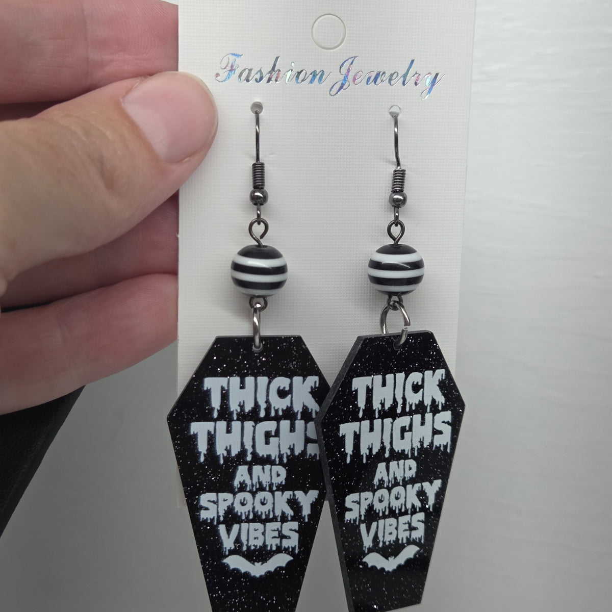 Sassy and Spooky Halloween earrings, lightweight and handmade by The Velvet Viper