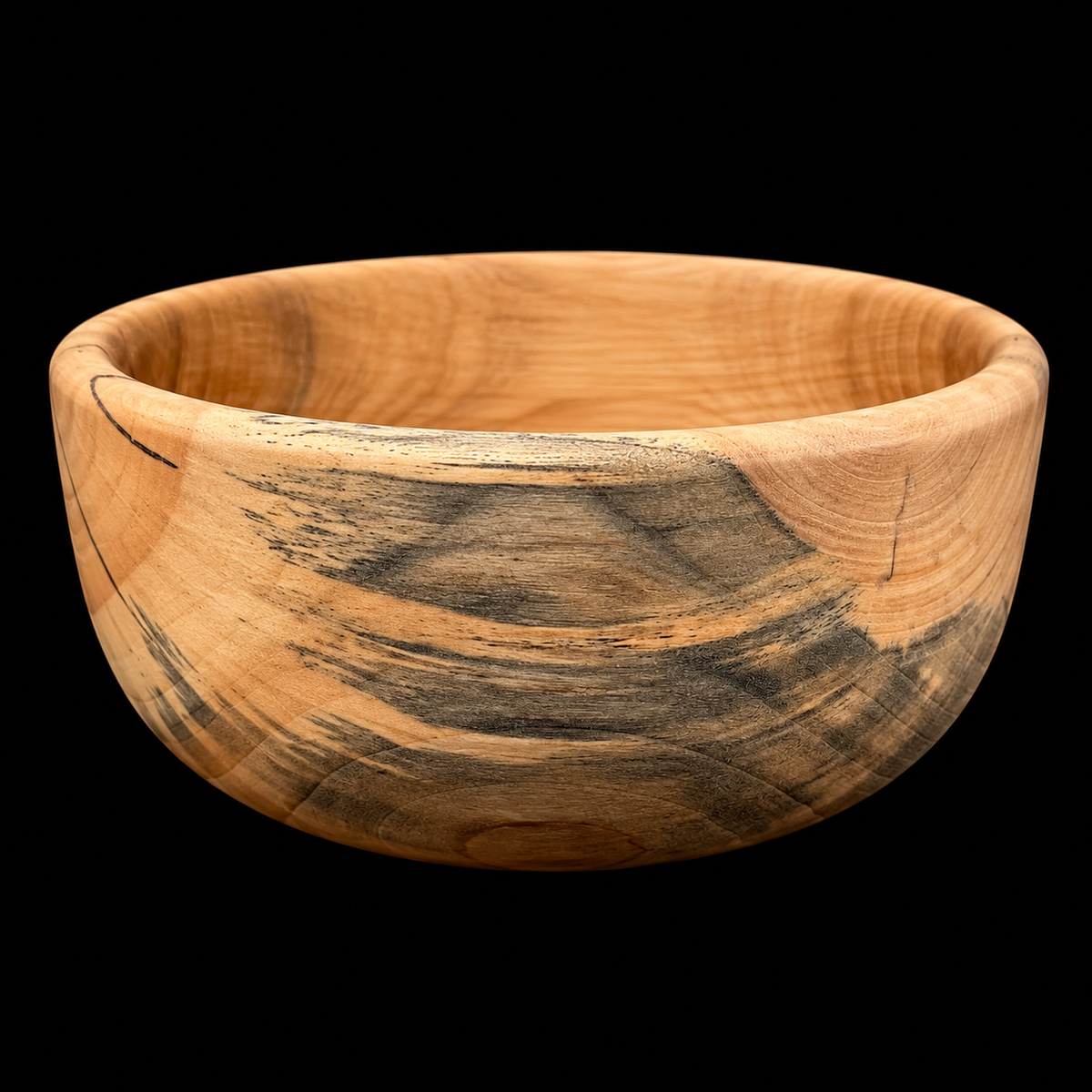 Second view of the 6 inch spalted poplar bowl hand turned by Sawdust Heaven