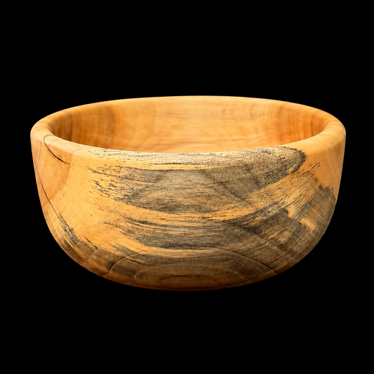 Poplar bowl with olive-gray mineral streaks and spalting over creamy honey tones by Sawdust Heaven