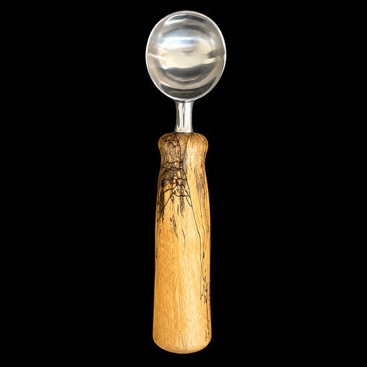 Small spalted tamarind ice cream scoop with natural fungal spalting by Sawdust Heaven