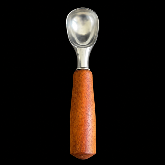 Large tatajuba ice cream scoop in dense tropical hardwood, 8.75 inches long, by Sawdust Heaven