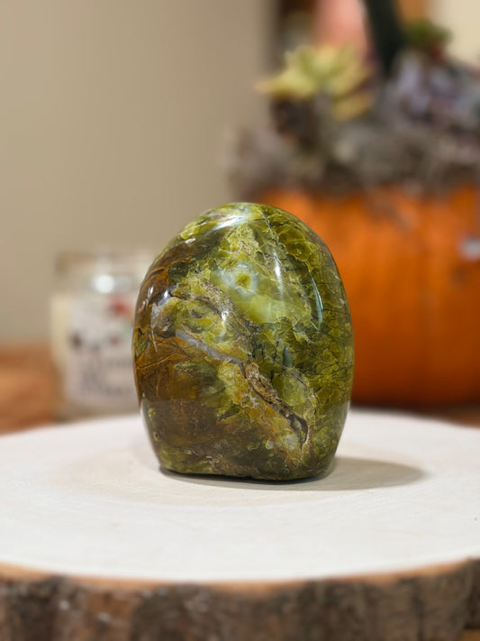 One-pound Madagascar green opal with deep earthy green, lime green and reddish brown veining from Holistic Unicorn
