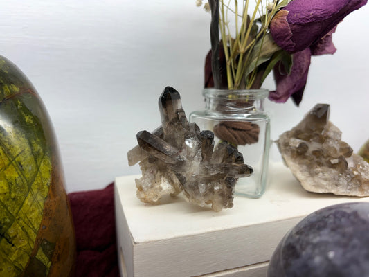 Smokey quartz cluster point from Madagascar with smoky brown crystal terminations, from Holistic Unicorn