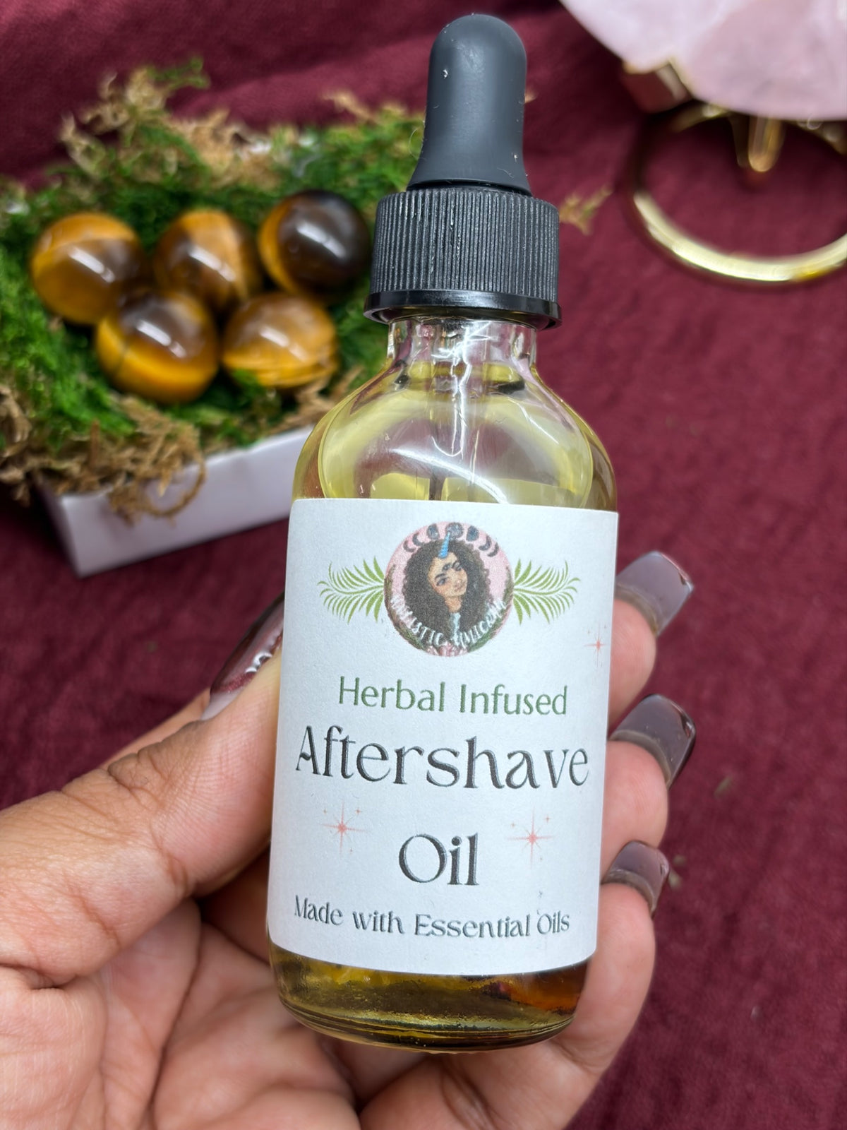 Second view of the Holistic Unicorn herbal aftershave oil bottle