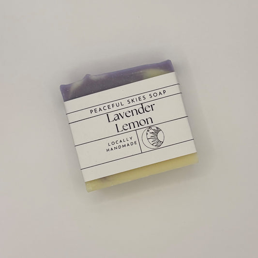 Lemon lavender soap bar handmade in York, Pennsylvania by Peaceful Skies