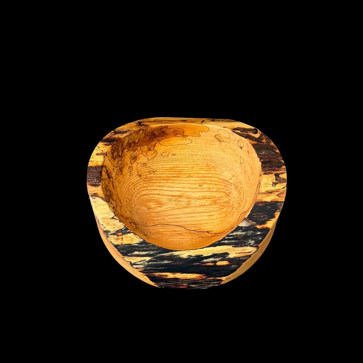 Second view of the 6.5 inch ash bowl showing its flame-like grain patterns