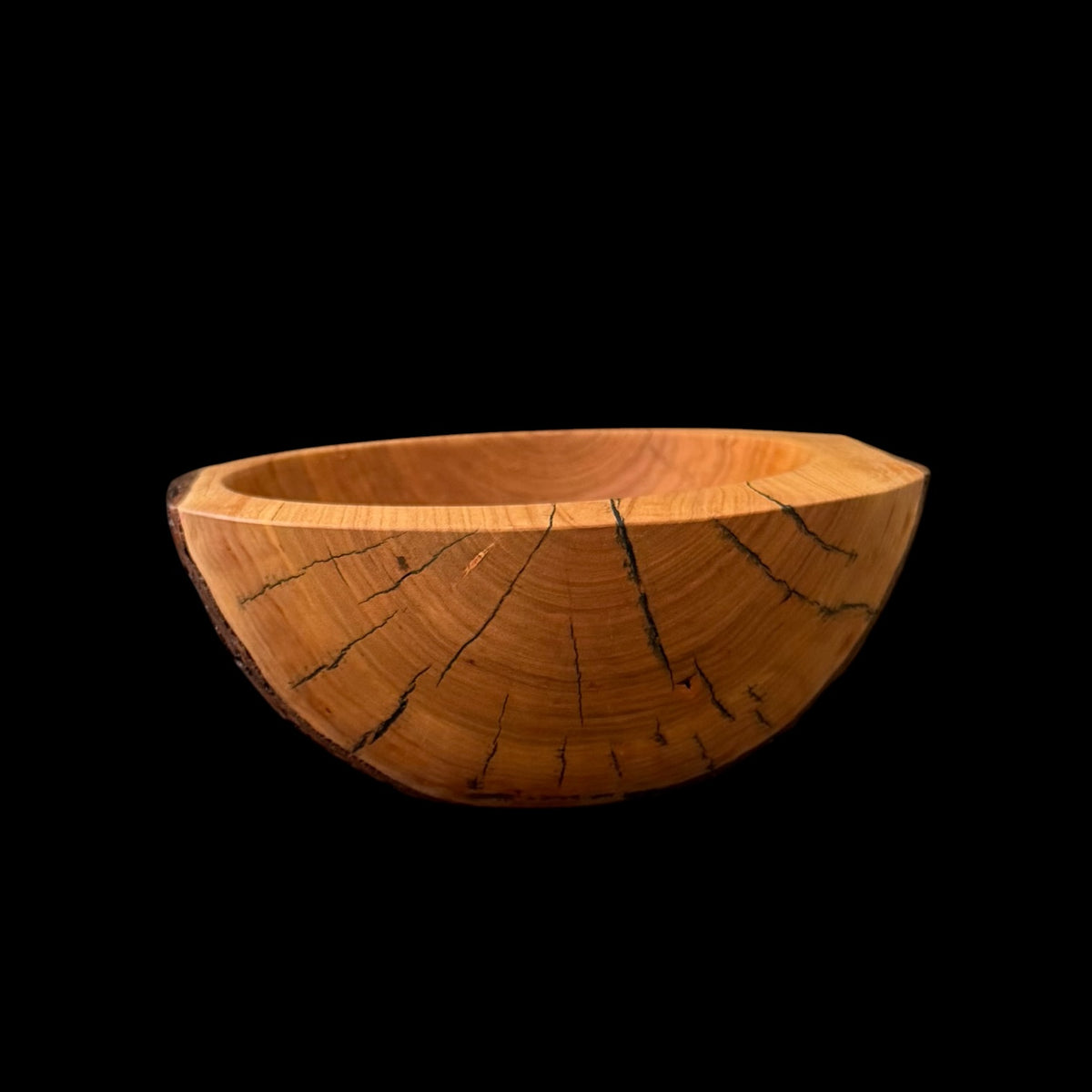 Third view of the 7.25 inch live-edge cherry bowl by Sawdust Heaven