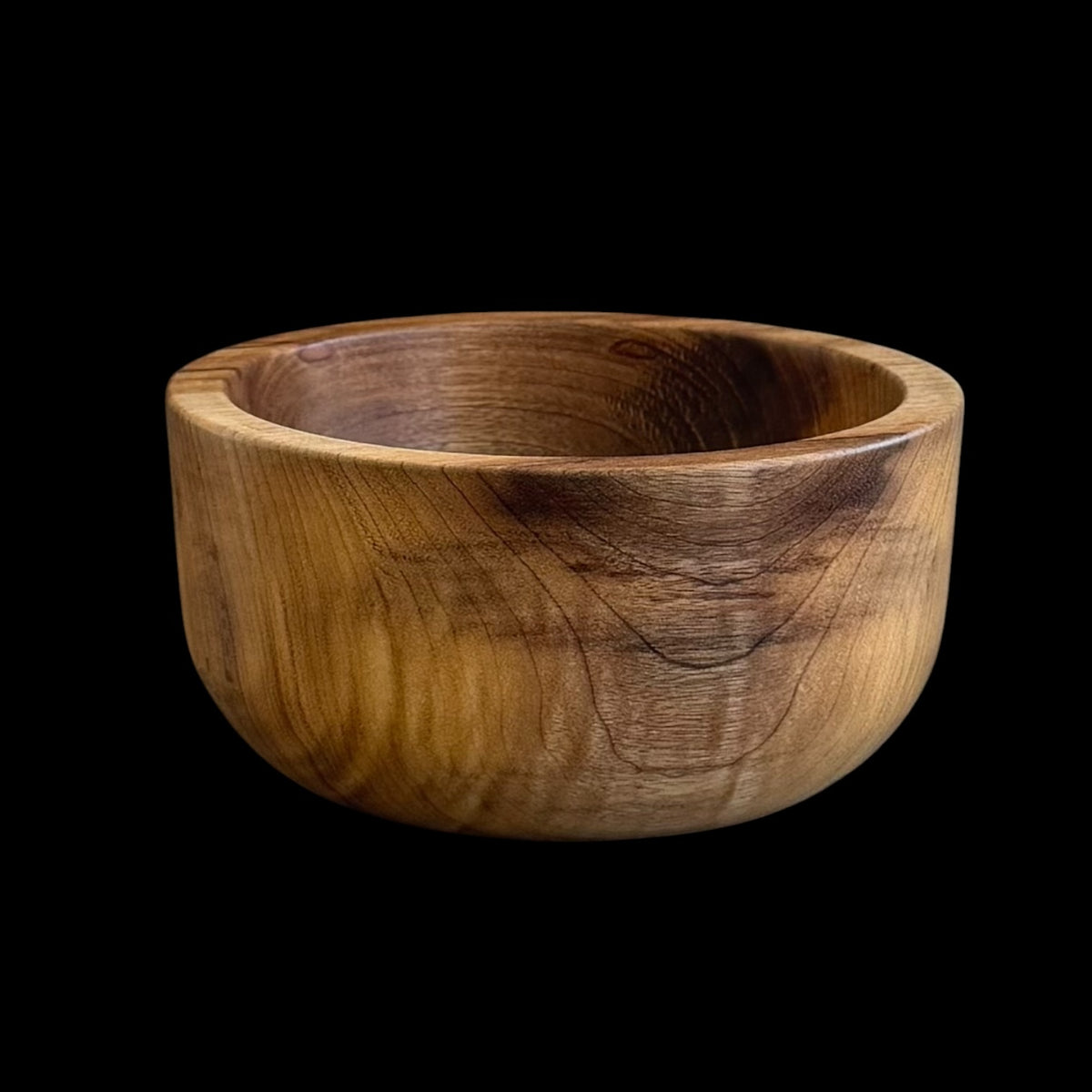 Myrtle wood bowl marbled with olive-green streaks and warm golden hues by Sawdust Heaven