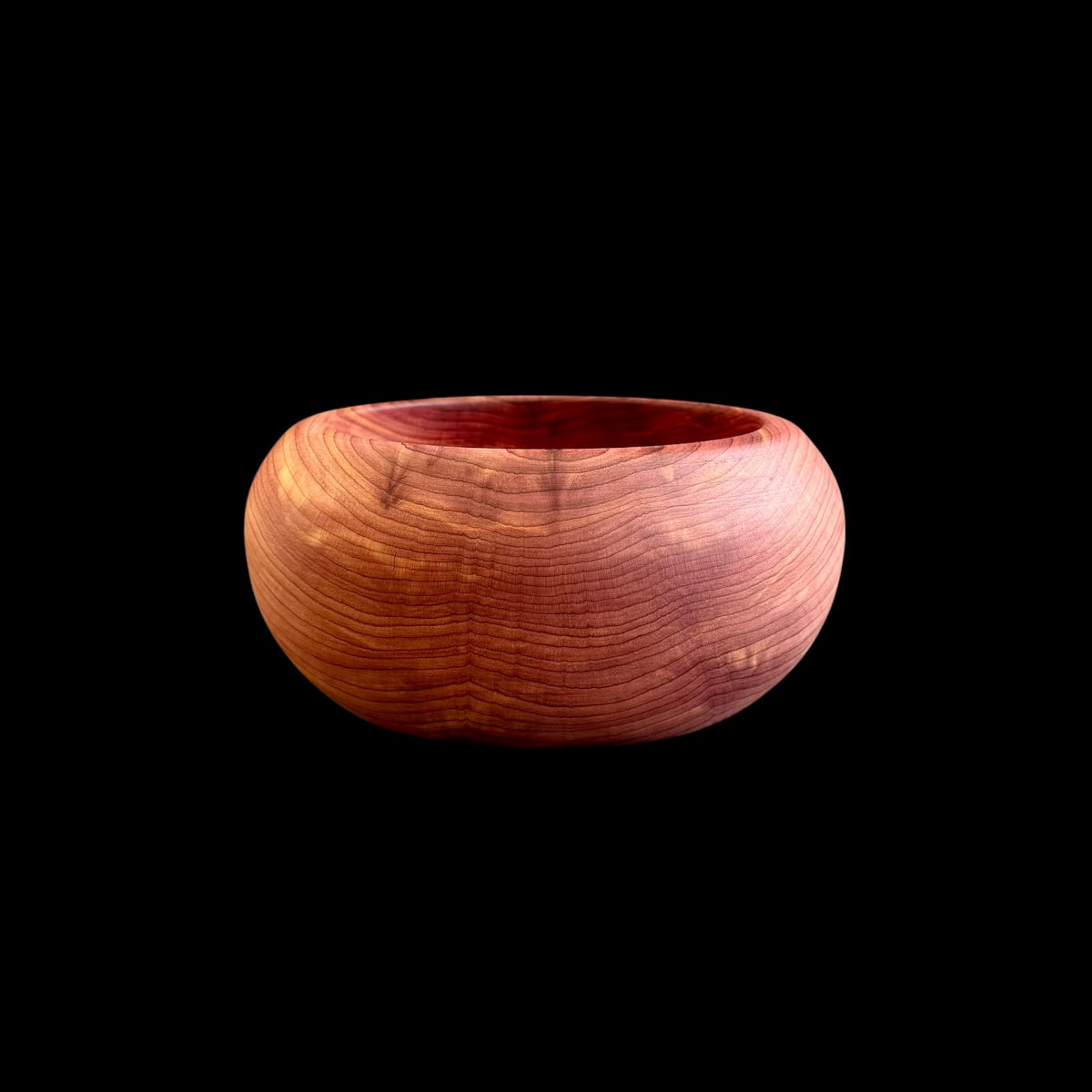Fourth view of the eastern red cedar bowl with its food-safe finish