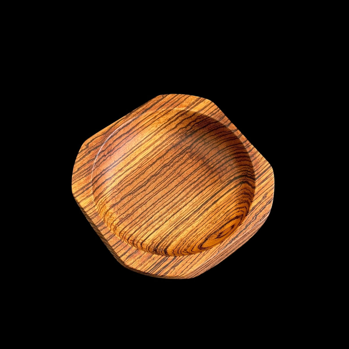 Second view of the 6.75 inch exotic zebrawood bowl by Sawdust Heaven