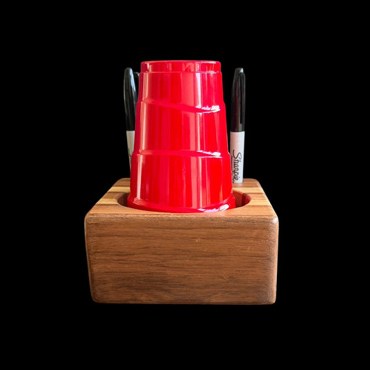 Multi-wood 18 ounce cup holder in walnut, oak, mahogany and cherry by Sawdust Heaven