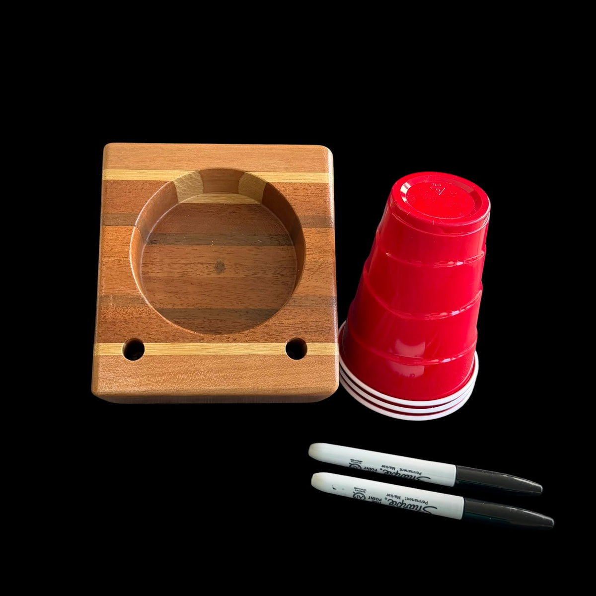 Third view of the 18 ounce party cup holder with marker storage by Sawdust Heaven