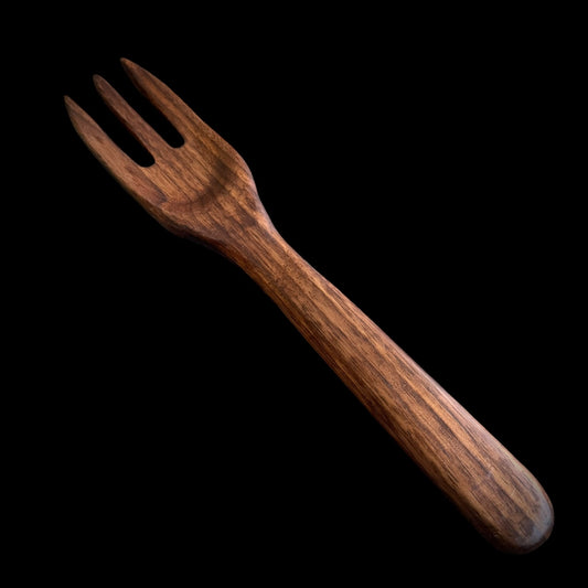 Hand-carved black walnut serving fork, 12.5 inches long, by Sawdust Heaven