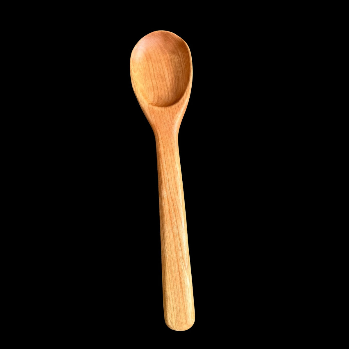 Hand-carved cherry wood cooking spoon, 12.75 inches long, by Sawdust Heaven