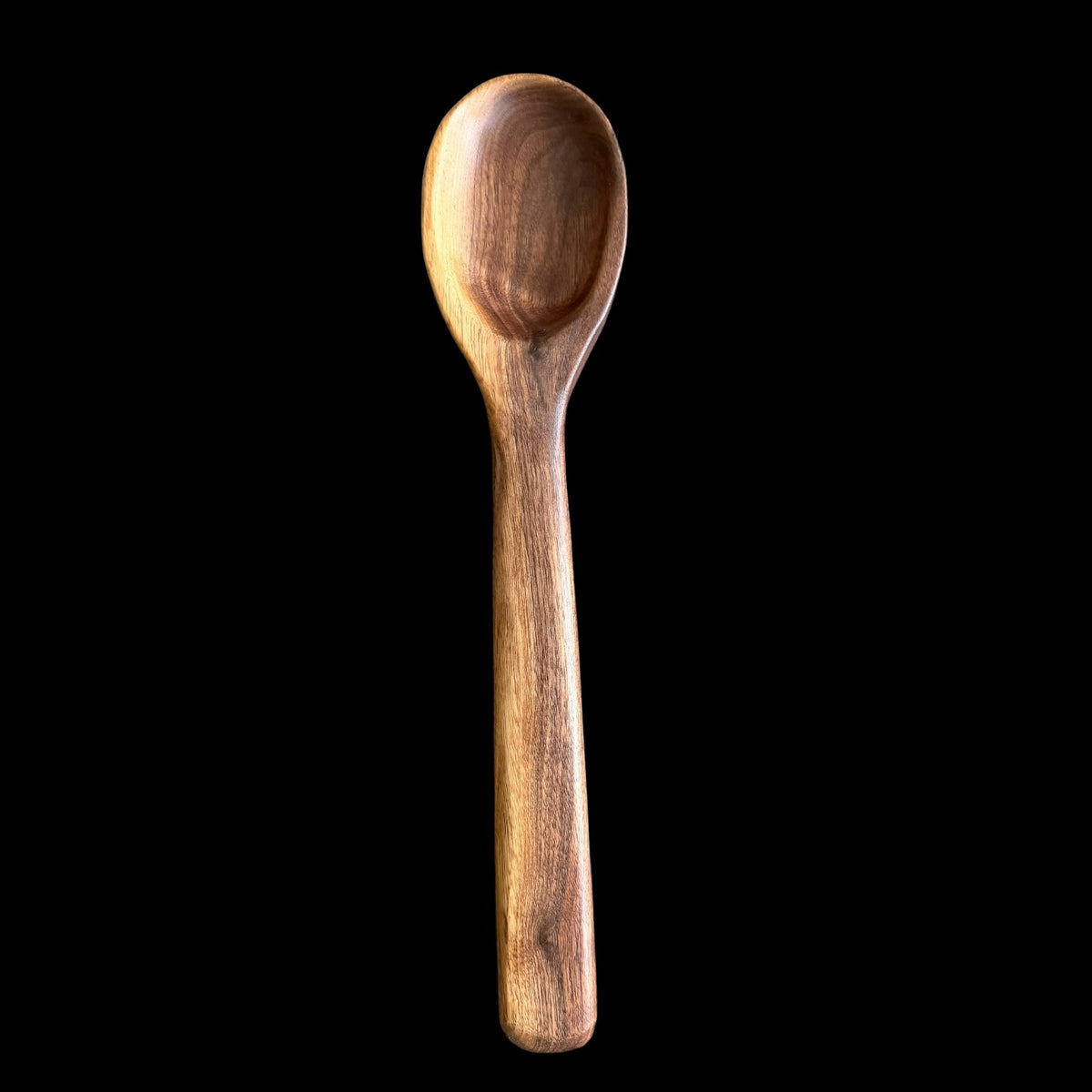 Hand-carved black walnut cooking spoon, 12.75 inches long, by Sawdust Heaven