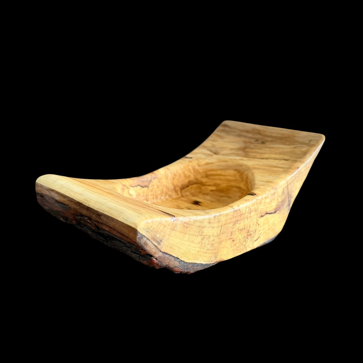 Second view of the spalted maple trinket dish showing its natural line patterns