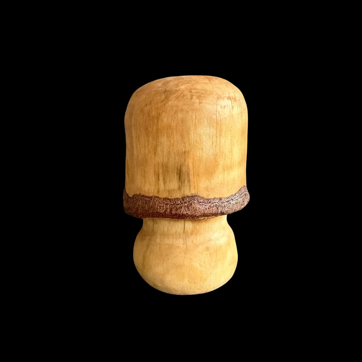 Small four inch birch mushroom carved from a single piece of wood by Tina of Sawdust Heaven