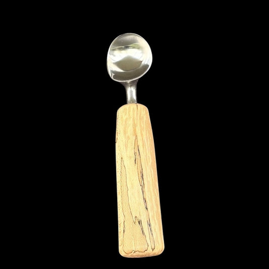 Small ambrosia maple ice cream scoop with creamy colour and dark streaks by Sawdust Heaven
