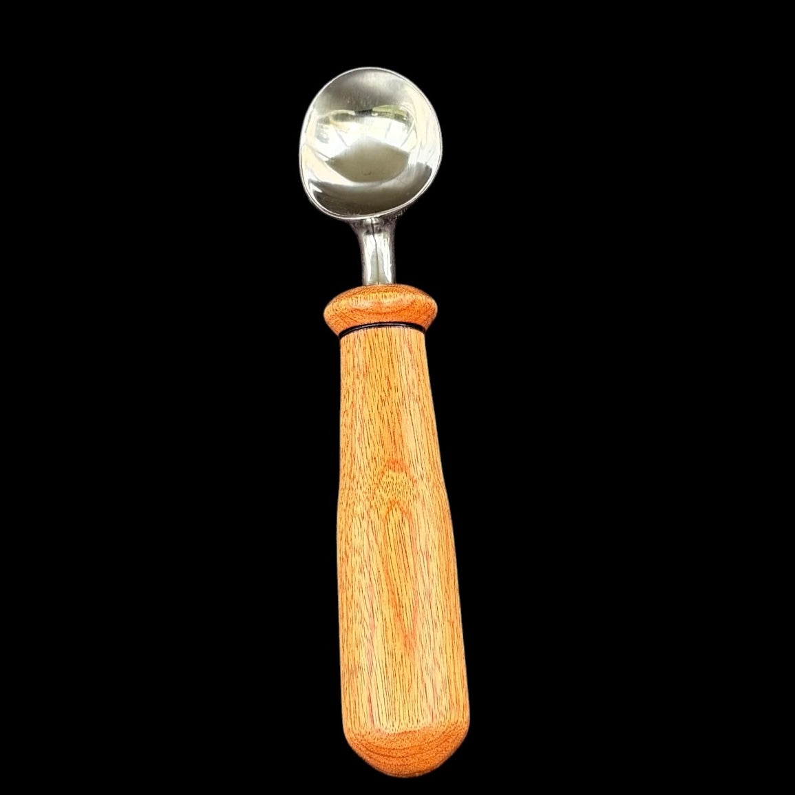Small macacuba wood ice cream scoop in warm reddish-golden tones by Sawdust Heaven