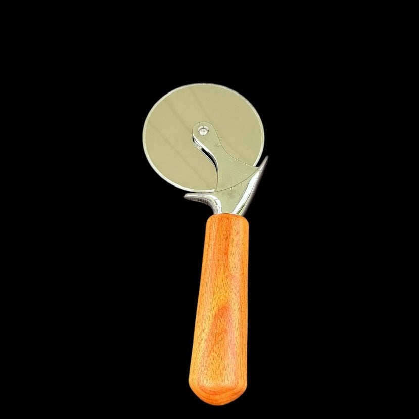 Second view of this Red Canary handled pizza cutter from Sawdust Heaven