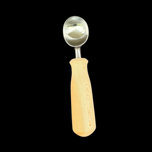 Small sycamore ice cream scoop with light creamy colour and natural grain by Sawdust Heaven