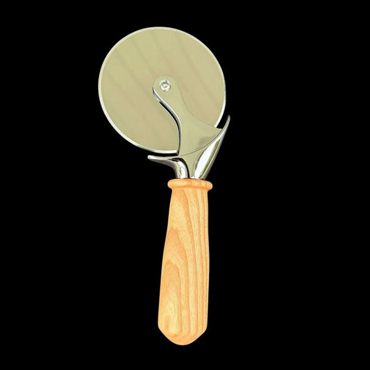 Pizza cutter with a hand-turned Kentucky coffeetree handle and heavy duty 4 inch blade by Sawdust Heaven