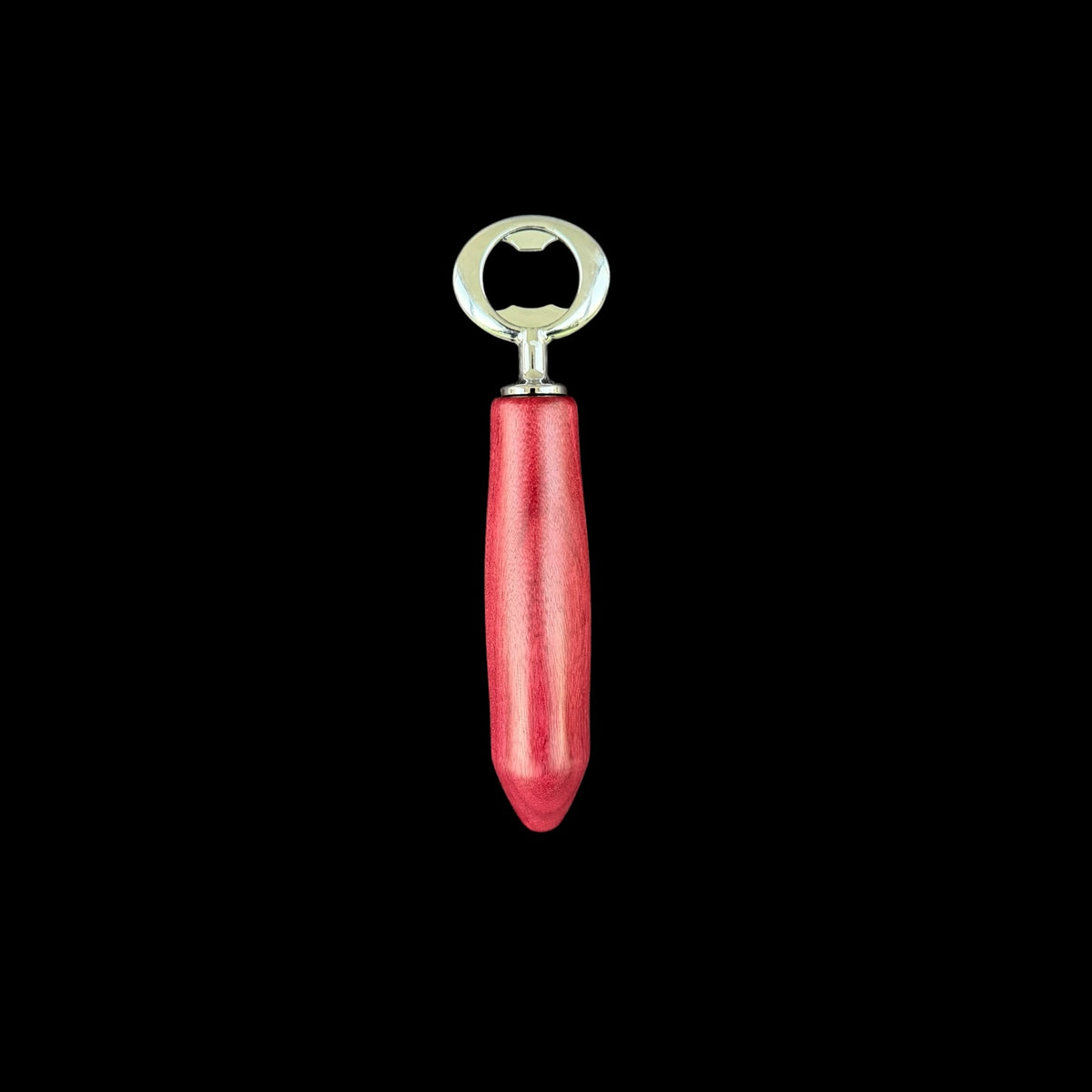 Third view of the smooth-finished purpleheart bottle opener by Sawdust Heaven