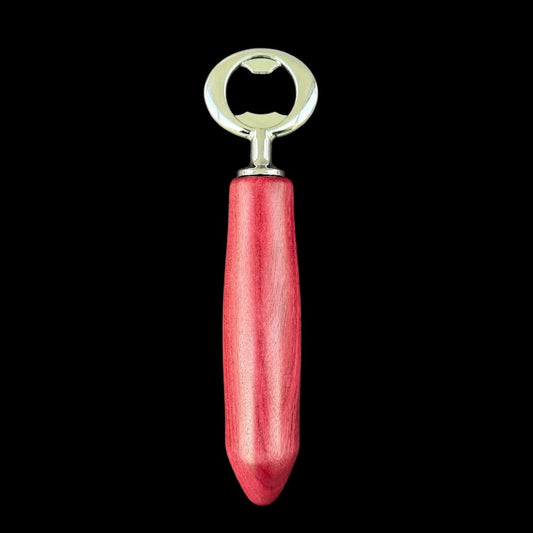 Purpleheart wood bottle opener, 7 inches end to end, hand turned by Sawdust Heaven