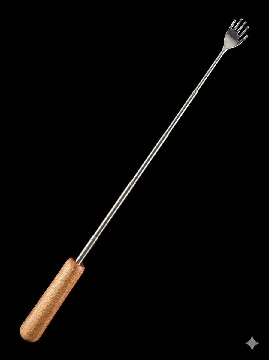 Third view of the hand-turned sapele backscratcher by Brian of Sawdust Heaven