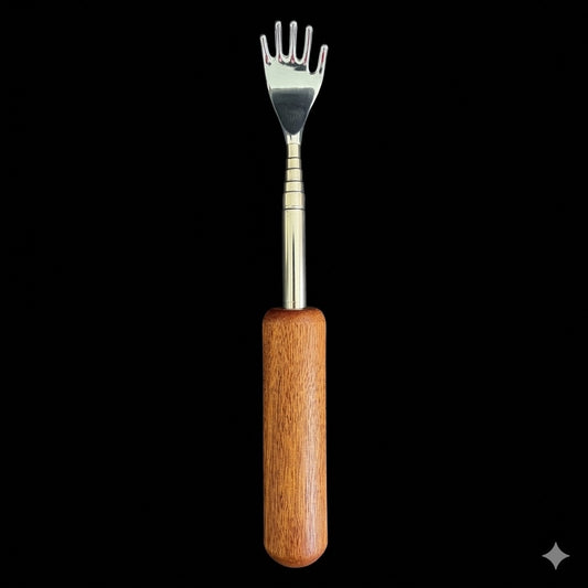 Sapele wood telescoping backscratcher reaching 26 inches, hand turned by Sawdust Heaven