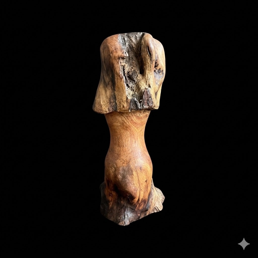 Third view of the carved cherry mushroom sculpture by Sawdust Heaven