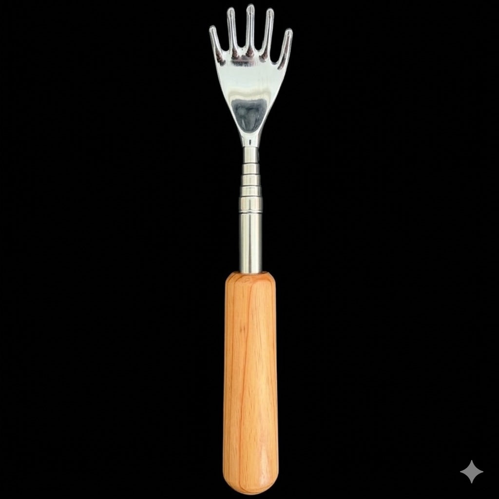 Hand-turned pine telescoping backscratcher extending to 26 inches, by Sawdust Heaven